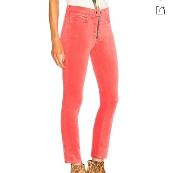 Rag & Bone Dojo High Waist ROSE -Washed Red- Velvet Crops 27 - Picture 2 of 8